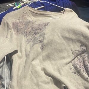 Sonoma Beige Floral Crew Neck Sweater